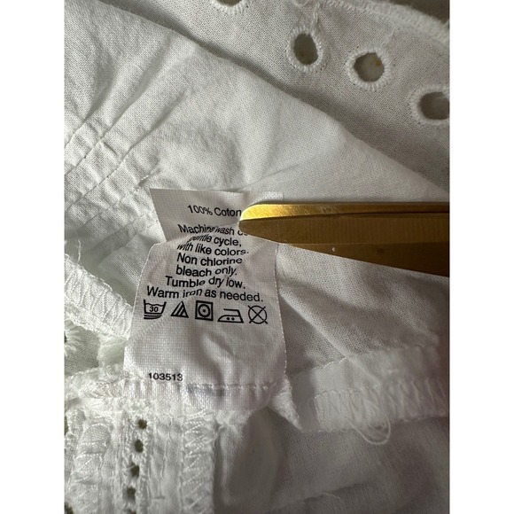 J. Crew White Eyelet Cotton Tunic Top Size 10 Cotton Cottage Delicate Preppy - Picture 11 of 11
